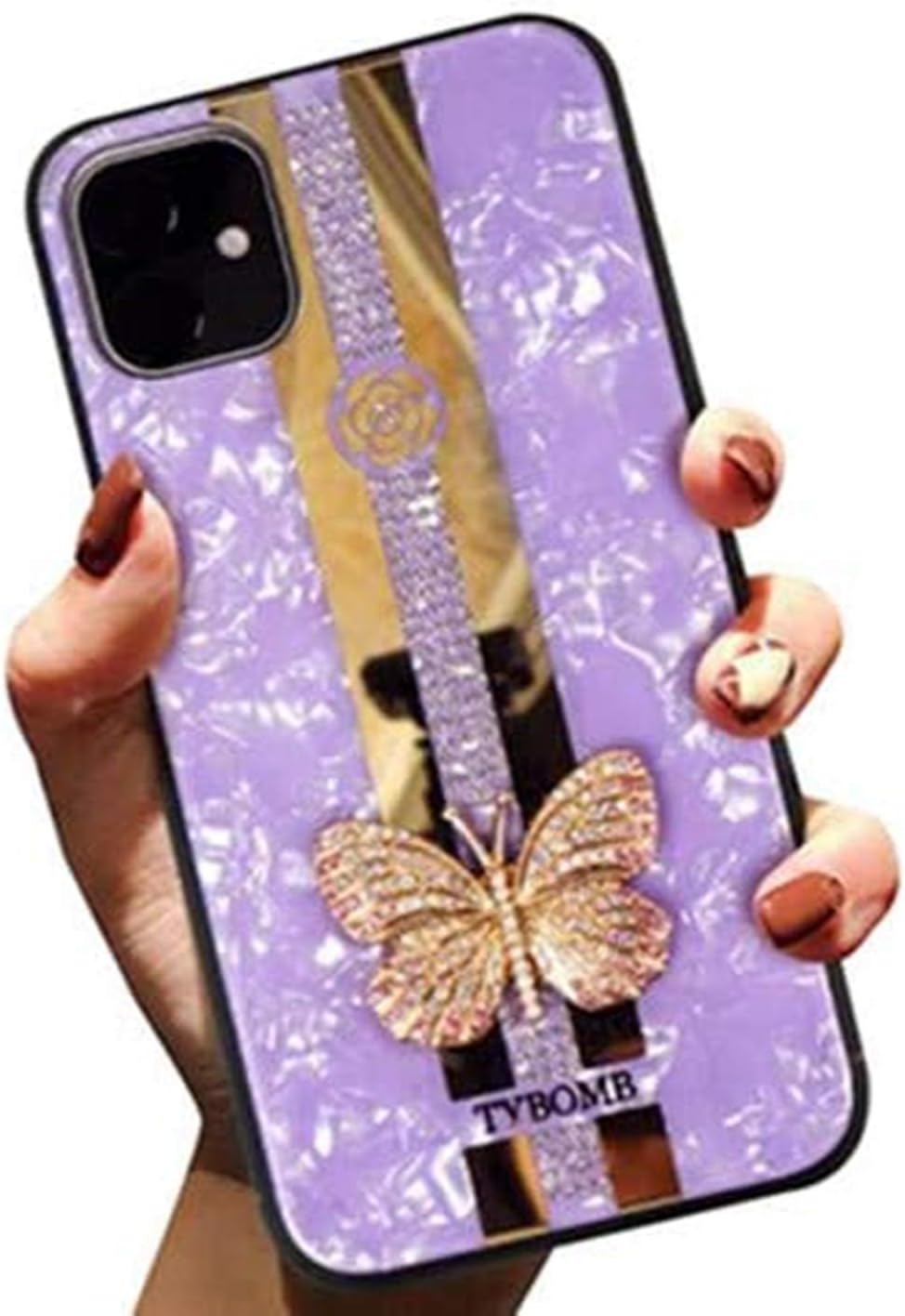 Aulzaju For Iphone 12 Pro Max Case For Girls Women Bling Diamond Glitter Sparkle Cute Cover With Ring Kickstand Luxury Stylish Rhinestone Bumper Case Beaded Strap Lanyard Marble Design 6 7 Black Cell