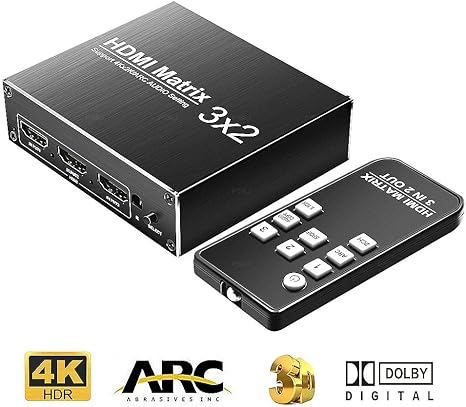 HDMI Switch 2.0 4K @60Hz HDR 3X2 Audio Extractor ARC Dolby Sound for XBOX HDTV PS3 PS4 Projector Support HDR \u0026 HDCP 2.2 Pass-Through \u0026 3D Visual Effect: Amazon.co.uk: Sports \u0026 Outdoors