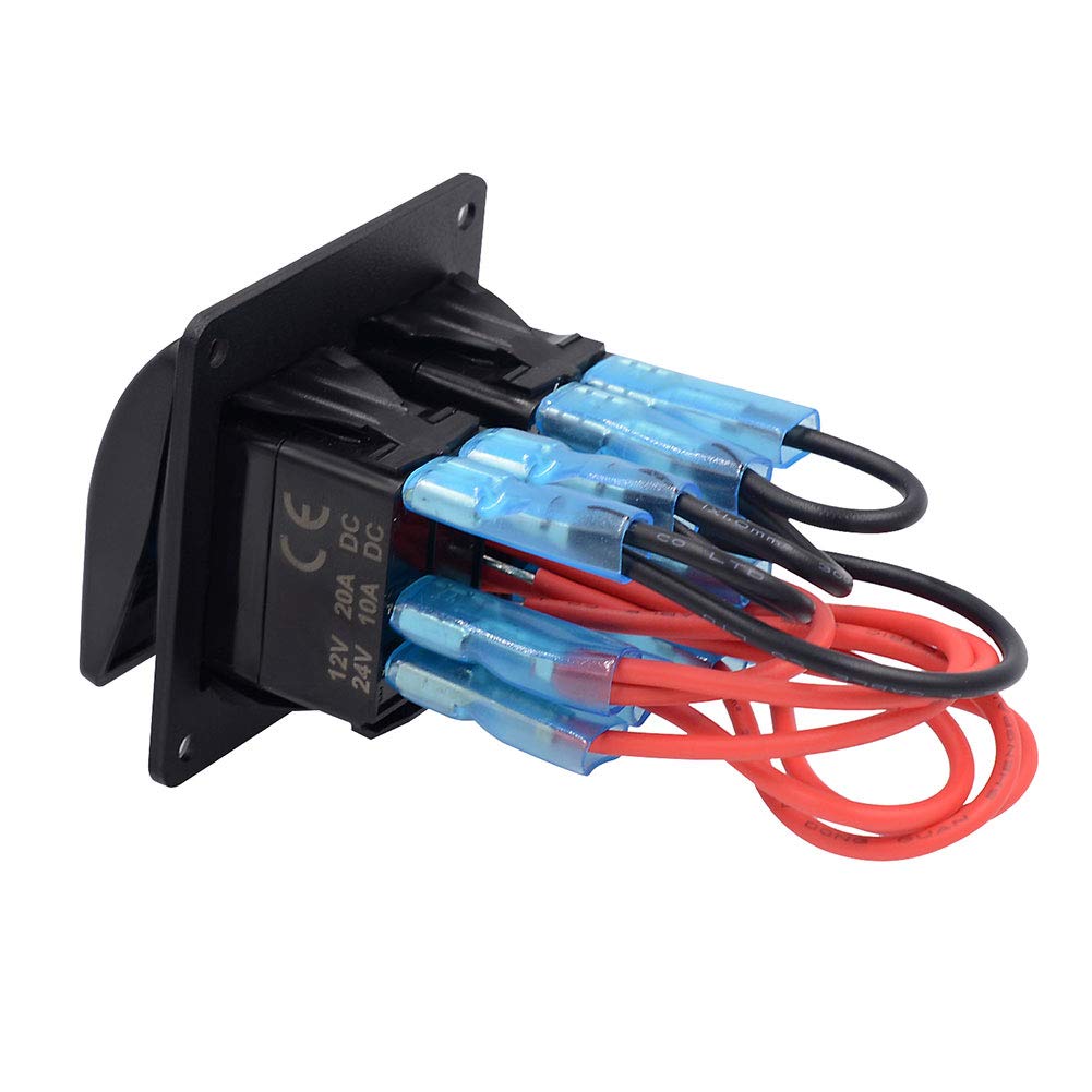 JUST N1 Rocker Switch Panel 2 Gang Waterproof Marine Boat LED Indicator with Circuit Breaker for 12V RV Auto Car Vehicle Truck Trailer Styling Fuse Panel On-Off Universal