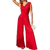 CUPSHE One Piece Jumpsuits for Women Summer Sexy Crowl Neck Sleeveless Casual Overalls Rompers Wide Leg Pant Vacation Outfits