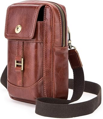 Amazon Hiram メンズ 本革 ウエストバッグ レザー ポーチ 小物入バッグ 2way ボディバッグ ショルダーバッグ 牛革 人気 斜め掛け ショルダー 大人 カジュアル 誕生日 彼氏 男性 ワンショルダー 軽量 斜めがけ ギフト プレゼント Hiram ボディバッグ ワン ショルダー