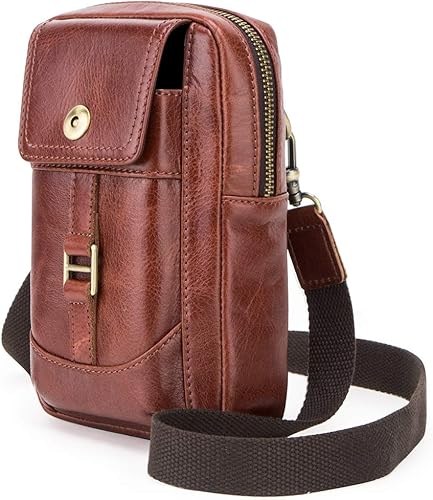 Amazon Hiram メンズ 本革 ウエストバッグ レザー ポーチ 小物入バッグ 2way ボディバッグ ショルダーバッグ 牛革 人気 斜め掛け ショルダー 大人 カジュアル 誕生日 彼氏 男性 ワンショルダー 軽量 斜めがけ ギフト プレゼント Hiram ボディバッグ ワン ショルダー
