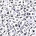 Souarts 300pcs 7x7mm Letter-Beads, Acrylic Number Beads for Bracelets, Plastic White Black Cube Shape Loose Beads DIY Jewelry Bracelet Making Supplies