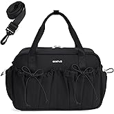 ECOHUB Small Gym Bag for Women, Mini Gym Duffle Bag with Wet Compartment, Bowknot Sports Bag, Cute Gym Tote Bag Dance Yoga Workout Travel Bags Black