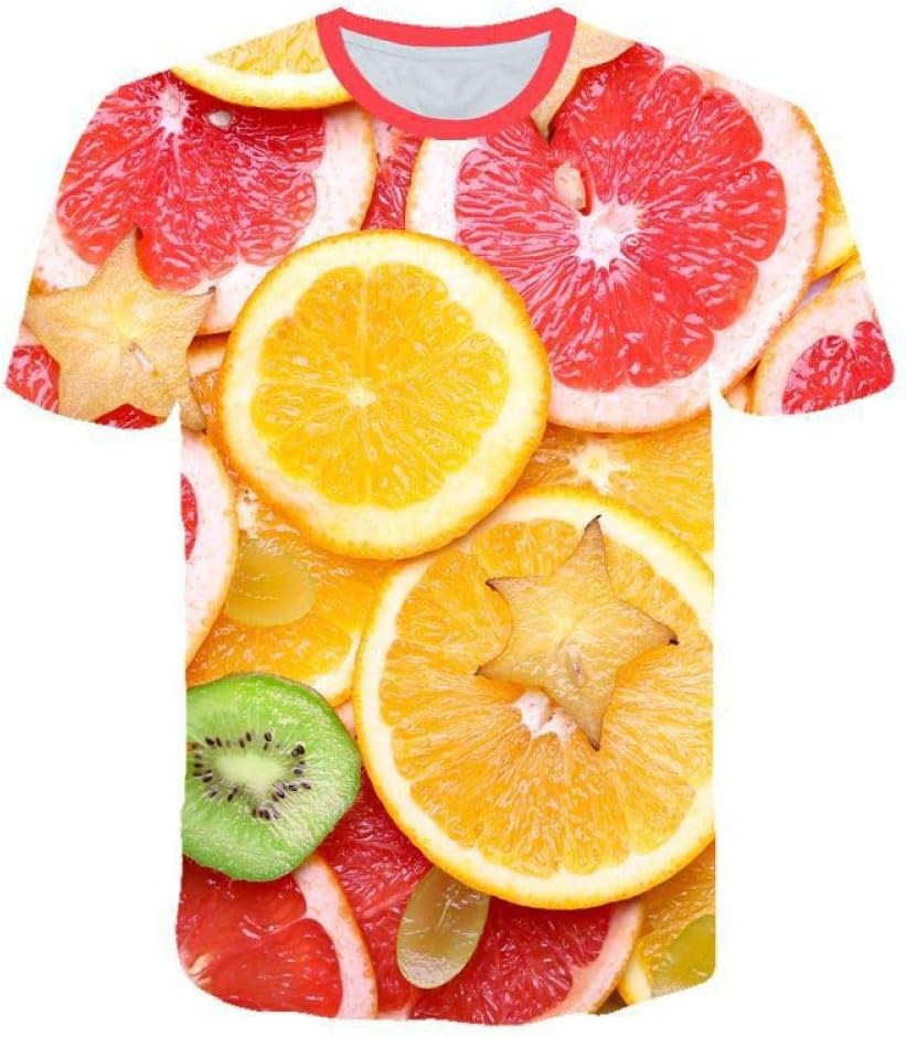 lsweia T-Shirt Summer Beer soda Fruit 3D Printing T-Shirt Men's Short Sleeve