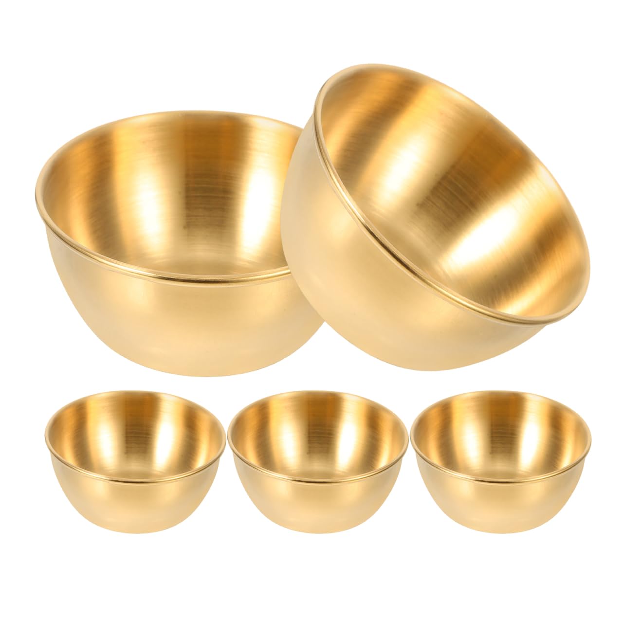 Yardwe 5pcs Stainless Steel Dip Bowl Round Seasoning Dishes Appetizer Serving Tray Sushi Dipping Bowl Saucers Dishes Seasoning Saucer Plates for Home Restaurant Gold