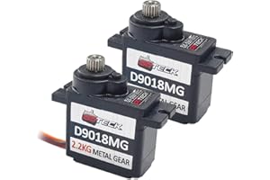 DYSRC GOTECK 2PCS D9018MG 9g Mini Servo, Micro Full Metal Gear Digital Servo,with Metal Horn for RC Car Model Boat Fixed-Wing Helicopter Airplane Robot