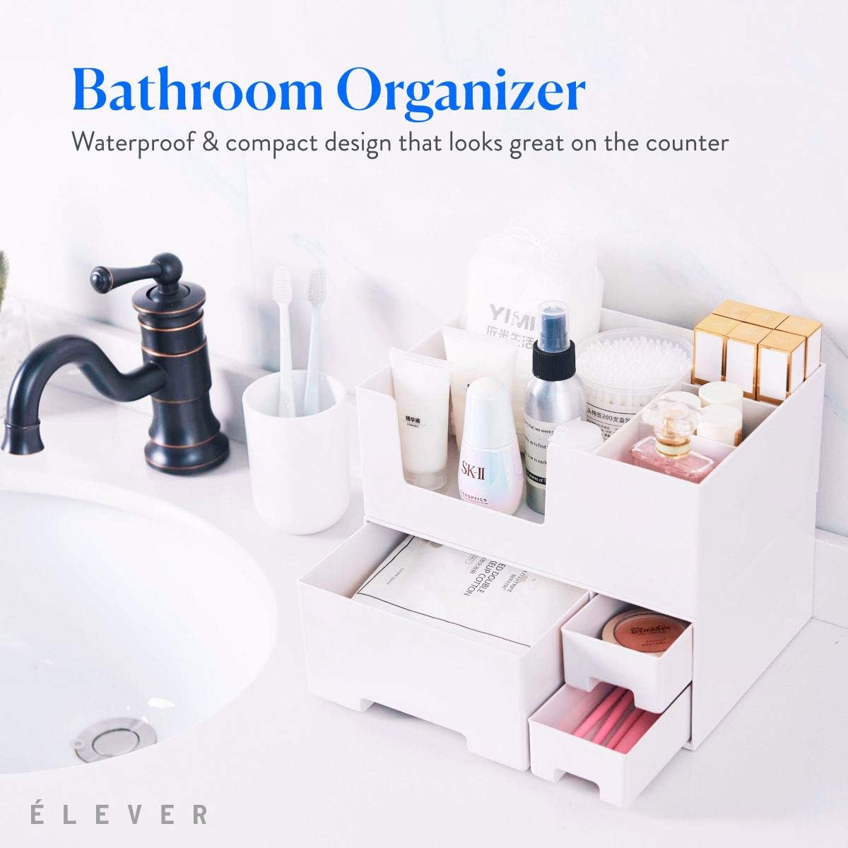 Makeup Organizer for Vanity - Stackable Make up Organizator with Drawers | Plastic Cosmetics Organizer Display Cases | Skincare, Bathroom Organizer Countertop and Makeup Storage for Makeup Vanity: Home Improvement