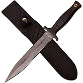 MTECH USA Fixed Blade Knife, TiNite Coated Stainless Steel Blade with Black ABS Handle, Includes Black Nylon Sheath - Hunting, Camping, Survival, Tactical, EDC (Grey)