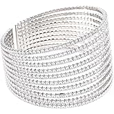 Chargol Sparkling Womens Crystal 10 Strand Rhinestone Bracelet