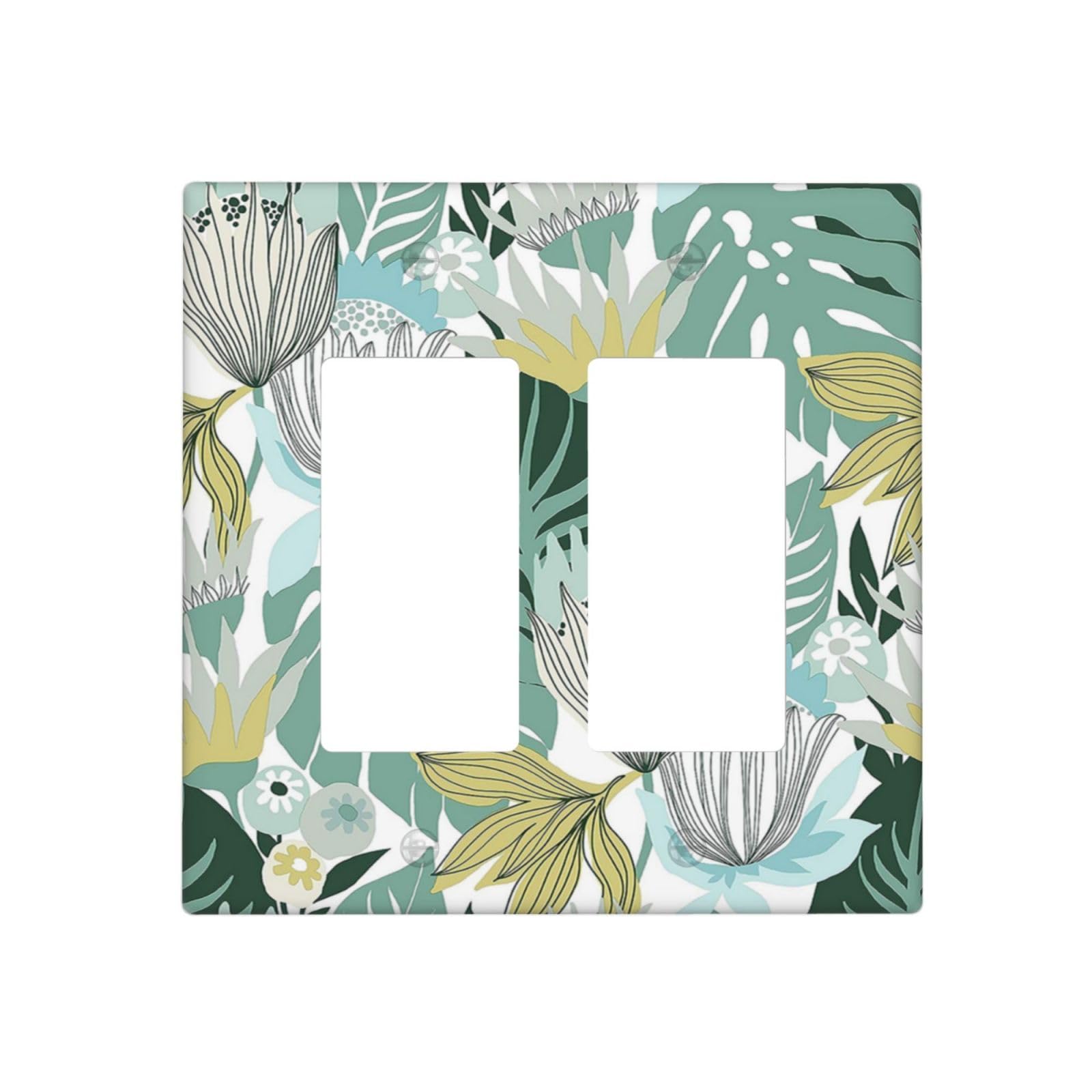 Retro Tropical Leaves Light Switch Plate Cover 2