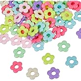SOFPLATE 100Pcs Acrylic Flower Beads Hollow Flower Shaped Bead Spacers Opaque Colorful Mixed Color Floral Loose Bead for Jewelry Making Rainbow Bracelets Necklaces Earrings Supplies Adult