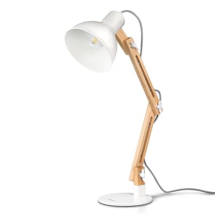 tomons LED Leselampe im klassichen Holz-Design, Schreibtischlampe, Tischleuchte Verstellbare, Lampe mit verstellbarem Arm, Au
