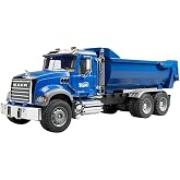 Bruder 02823 Mack Granite Halfpipe Dump Truck with Tailgate, 1:16 Scale | 1:16 scale, folding exterior mirrors, made in Germany, ages 3+