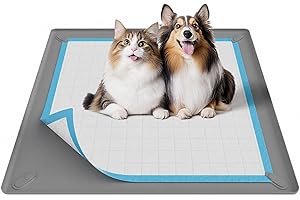SAKAKI Pee Pad Holder for Dogs Fits Up to 24" x 24" Training Pads Silicone Puppy Pad Holder Tray Non-Slip Dog Pad Holder with Powerful Magnetic Lock Square Potty Pad Holder for Home Floor Protection