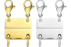 MKCYD Multi Necklace Layering Clasps Strong Magnetic Clasp, Gold and Silver Necklace Separator for Layering, Multiple Jewelry Closures for Layered Look