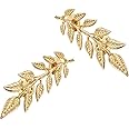 MINGHUA Gentlemen Suit Brooches Simple Elegant Double Leaf Collar Pin Brooch Gold Silver Plant Brooch (Gold)