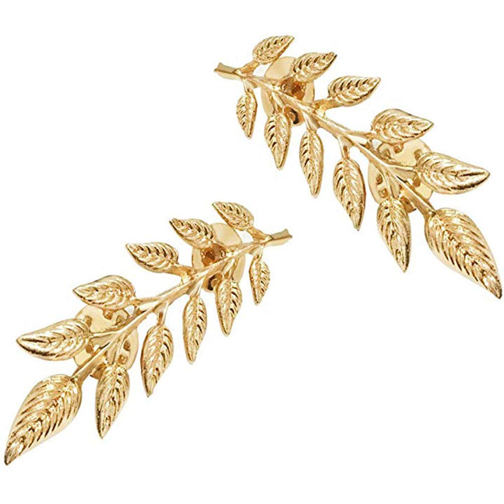 MINGHUA Gentlemen Suit Brooches Simple Elegant Double Leaf Collar Pin Brooch Gold Silver Plant Brooch, S