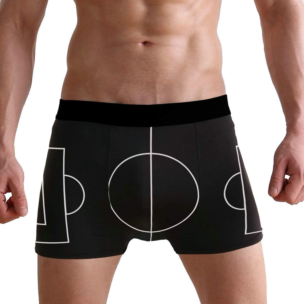 Jereee Black Soccer Football Textured Grass Field Men's Underwear Soft