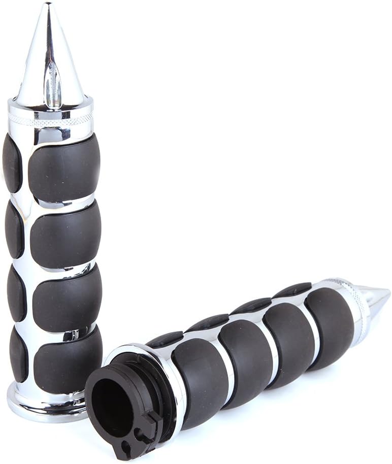 Pair of 1" Dual Motorcycle Bar End Hand Grips Handlebar for Cruisers Harley Yamaha Suzuki-Silver: Automotive