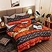LAMEJOR Duvet Cover Sets Queen Size Bohemia Exotic Pattern Vibrant Color Luxury Soft Bedding Set Comforter Cover(1 Duvet Cover+2 Pillowcases) Orange/Teal Purple