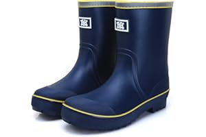 RIUETAR Rain Boots for Men, Waterproof Warm Rubber Boots Mens Garden Boots, Comfort Mid-Calf Lightweight Adjustable Raining Shoes, Elastic Chelsea Ankle Rain Boots Fishing Shoes for Yard Farm Outdoor Work