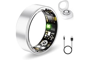 FKGZJF Health Rings for Women Men, Fitness Tracker with Heart Rate,Blood Oxygen, Blood Pressure, Sleep Tracker, Step Tracker, No Subscription Fee, IP68 Waterproof Smart Ring for iphone & Android (Silver 6#)