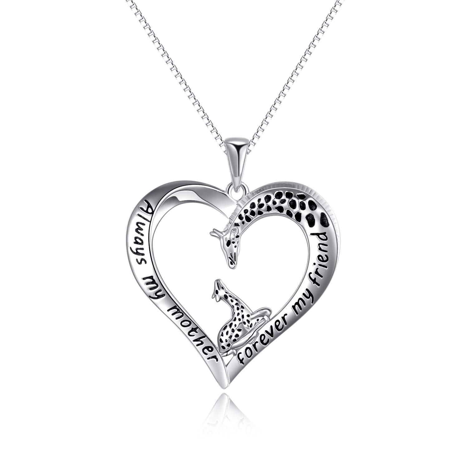 YFN Giraffe Necklace 925 Sterling Silver Animals Family Mother Daughter Pendant Fashion Jewellery Gift for Women Mum Girls