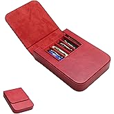 YANHHAN 6 Slots Leather Fountain Pen Case – Magnetic Closure, Handmade Pen Holder for Fountain/Ballpoint/Rollerball Pens – Red