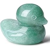 DUQGUHO Duck Figurine Statue Funny Deocr Gifts Green Aventurine Crystals Stones Lucky Duck Collectible Gifts Home Desk Office for Mom 1PC