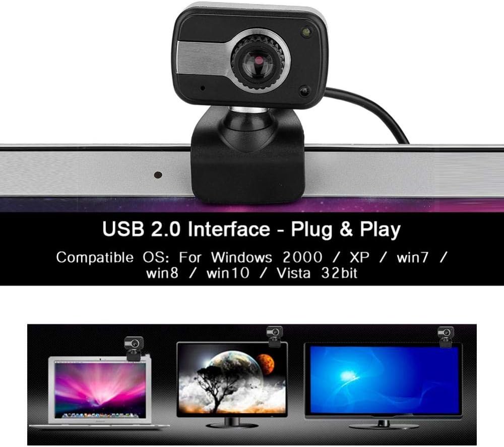 Tosuny 12MP USB Web Cam, LED Light Night Vision 360° PC Webcam with MIC for MSN/ICQ/Skype, default - Image 4
