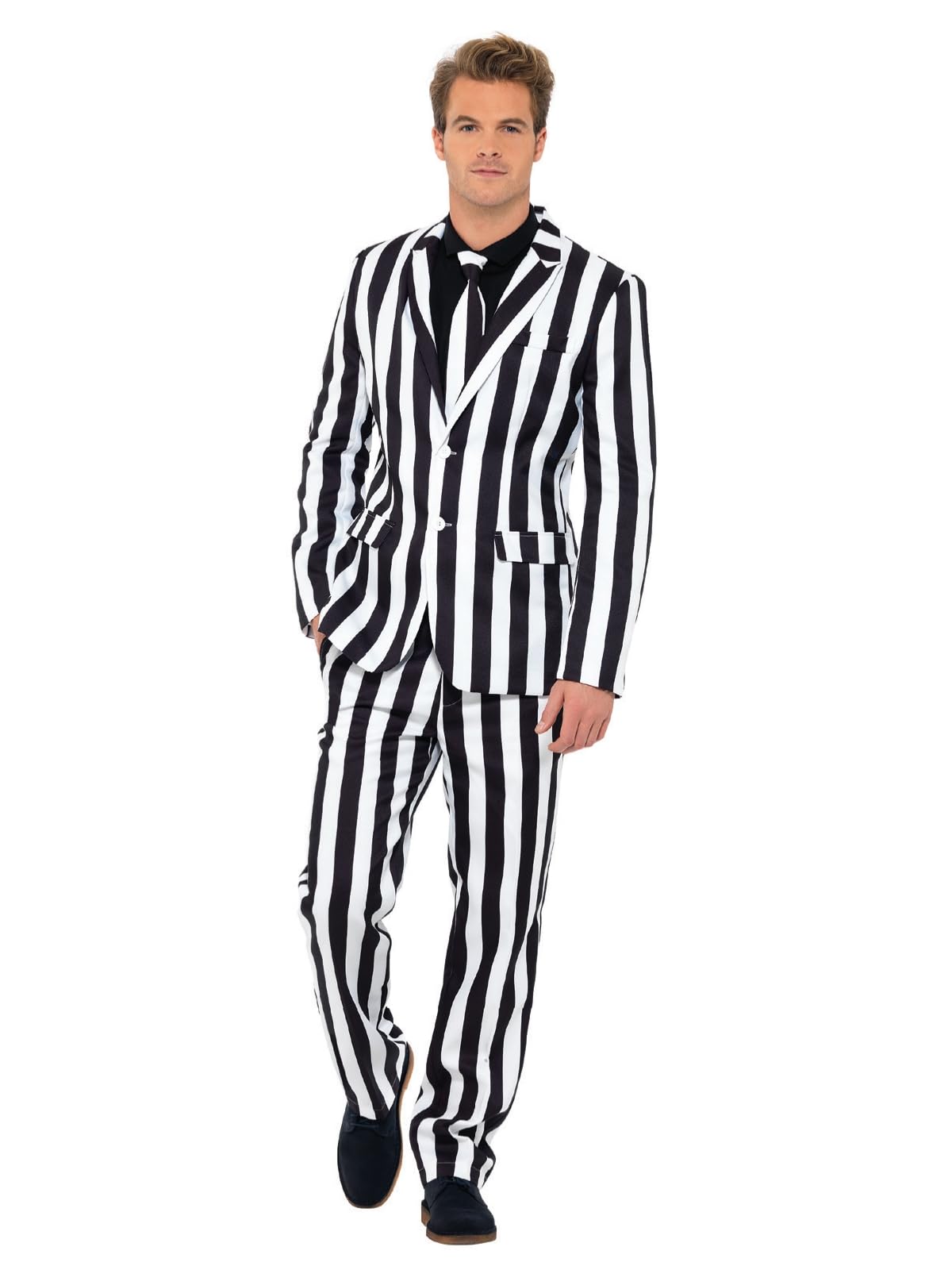 Smiffys Humbug Suit, Black & White with Jacket, Trousers and Tie, Stand Out Suits Fancy Dress, Comedy Dress Up Costumes