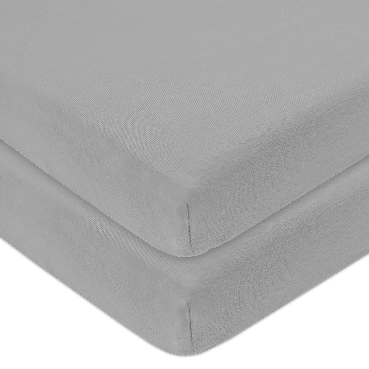 Dudu N Girlie Mini Cot Bed Sheets Fitted Cotton| Spacesaver Cot Fitted Sheets | Jersey Soft Bedsheet Hypoallergenic Elasticated Breathable Fitted Travel Cot Sheets (Pack of 2, Grey)