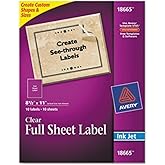 Avery Full Sheet Printable Shipping Labels, 8.5" x 11", Matte Clear, 10 Blank Mailing Labels (18665)