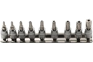 9 Piece For Torx Bit Set 5 Point Star, 1/4 Inch Drive Socket with TS10 to TS50, Made of Vandium Steel for Tough Tasks