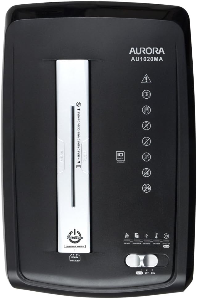 Aurora AU1020MA High-Security 10-Sheet Micro-Cut Paper, CD and Credit Card Shredder with Pullout Basket : Electronics