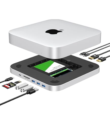 GEWOKLIY Mac Mini Dock, USB C Docking Station With Dual SSD
