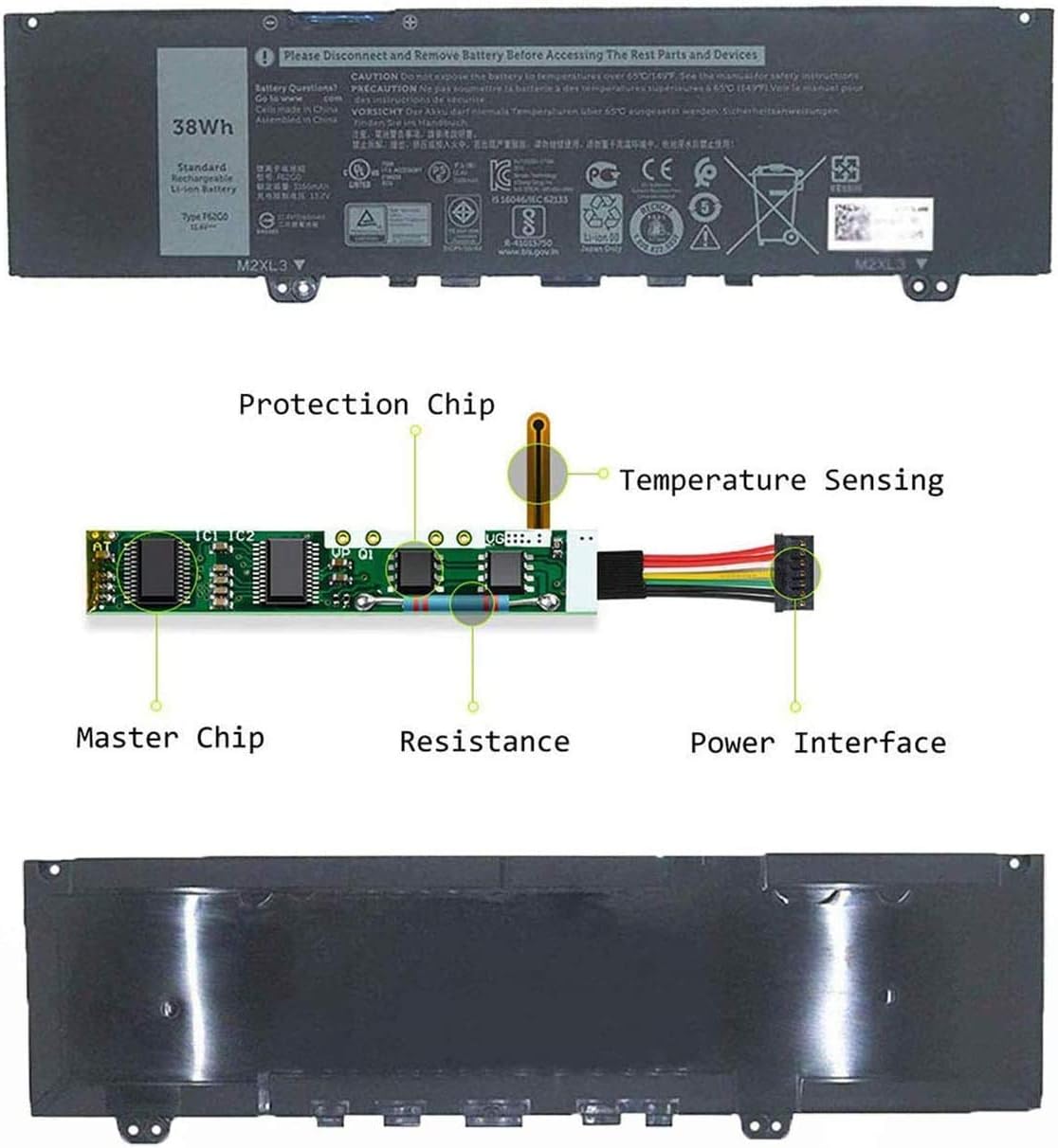 ASKC F62G0 (38Wh 3166mAh) Laptop Battery Replacement for Dell Inspiron 13 5370 7370 7373 7380 7386 Vostro 13-5370-D1505G Series Notebook RPJC3 39DY5 F62GO - Image 4
