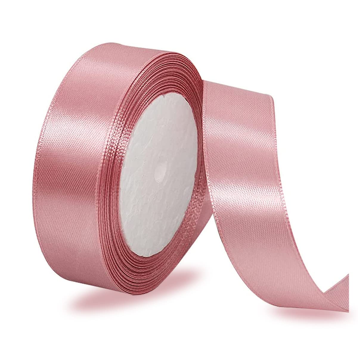 Rose Gold Ribbon 25mm, 23 Meters Solid Color Satin Gift Ribbon for Crafting, Gift Wrapping, Balloons, Hair Bows Making, Sewing, Wreaths, Bridal Bouquet, Cakes and Wedding Party Decoration — image 1