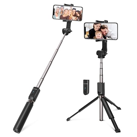 Bluetooth Selfie Stick, BlitzWolf 90cm Erweiterbarer Selfie Stang Stab mit Bluetooth-Fernauslöse und Stativ für Android Samsu