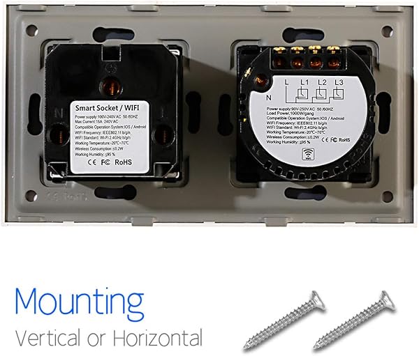 CNBINGO Enchufe WLAN e interruptor de luz inteligente Interruptor tctil de 3 tomas y enchufe Schuko Trabajo con AlexaGoogle Home control de aplicacin Smart Life Se requiere un conductor neutro