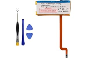 Vvuilsty 616-0229 616-0232 Battery,Rechargeable 0 Cycle Battery Compatible with iPod 5th - 7th Generation Video Classic A1136 A1238 6th 80GB 6.5th 120GB 7th 160GB 5th 30GB with Repair Tool Kits