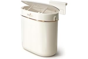 COZYTO EcoToss Exo Wall-Mounted Trash Can – White Pearl, Dual-Lid Slim Bin with No-Drill Mounting, Odor-Control Lid for Kitch