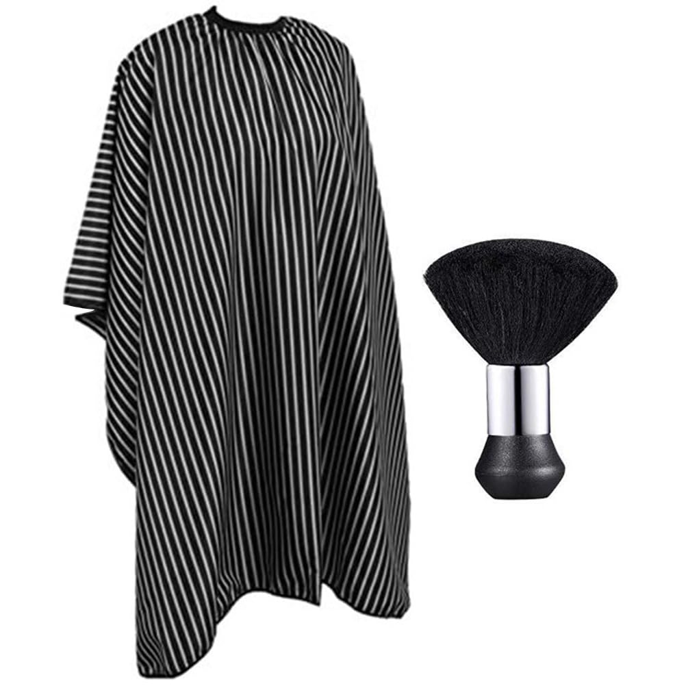 KALLORY Hair Cutting Capes Striped Barber Haircut Cape with Neck Duster Elastic Hair Cutting Collar Neck Shield Shawl for Hair Styling Dyeing Cutting