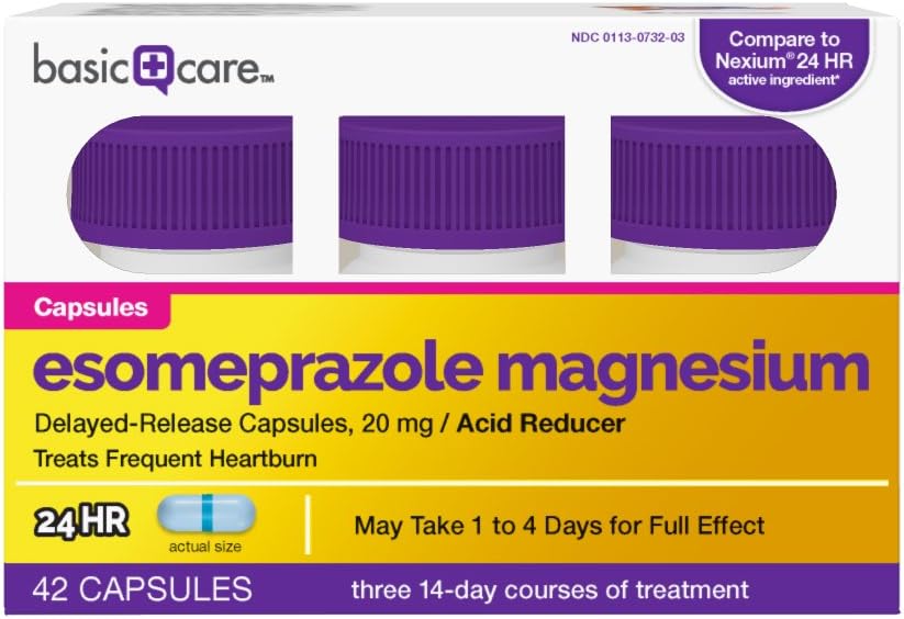 Basic Care Esomeprazole Magnesium Delayed-Release Capsules, 20 mg, 42 Count