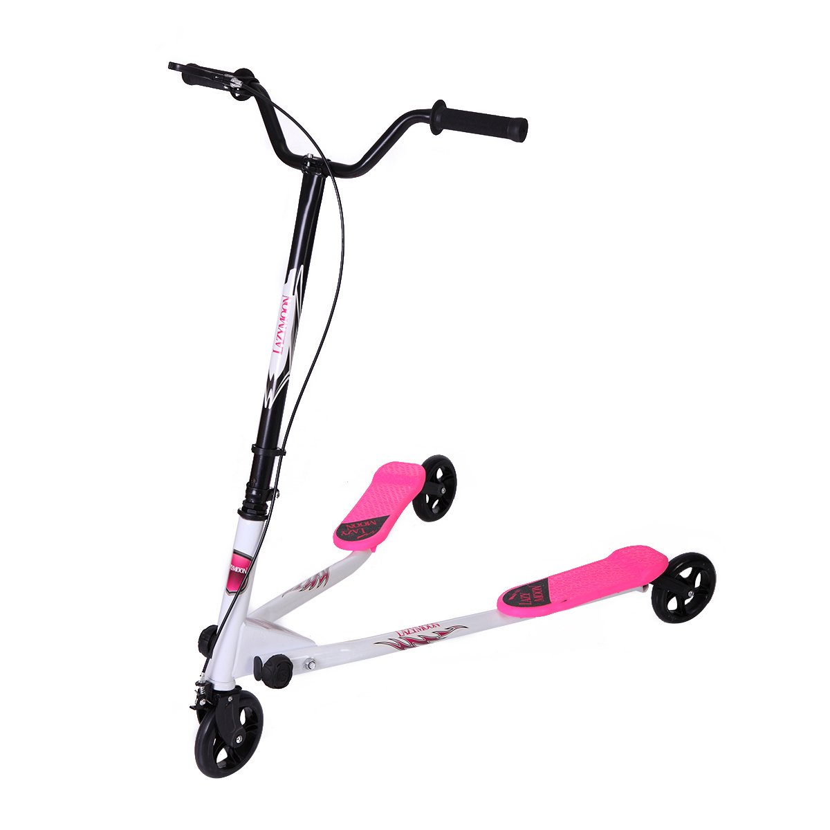 LAZYMOON Large Pink Y Flicker Scooter 3 Wheels Kids Drafting Kick