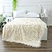 OJIA Super Soft Fuzzy Shaggy Mongolian Lamb Faux Fur Throw Blanket Plush Warm Cozy Elegant Long Bedding Cover Chic Decorative for Sofa Floor-50”x 60”,Light Yellow