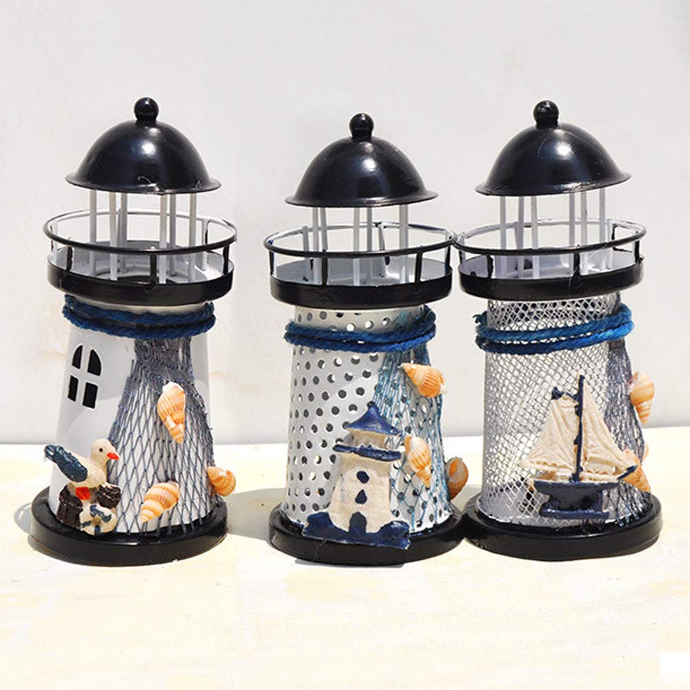 ☀ Dergo ☀silicone cage ,14cm Lighthouse Iron Candle Holder Nautical