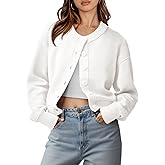 Saodimallsu Womens Button Up Cardigans Fall Trendy Crew Neck Long Sleeve Knit Cropped Sweater Jacket