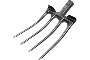 COOPHYA Four-Tooth Steel Manure Fork Replacement Head for Gardening Soil Turning Sturdy Metal Fork for Farm